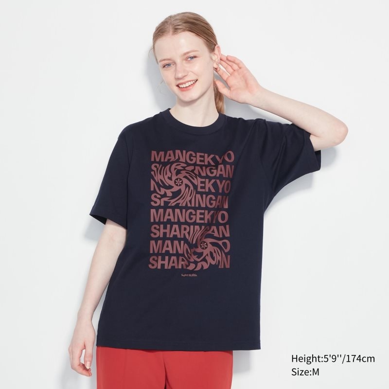 Navy Women Uniqlo Naruto Ut (Short-sleeve Graphic) (Sasuke Uchiha) T Shirts | USA FCXAM-7809