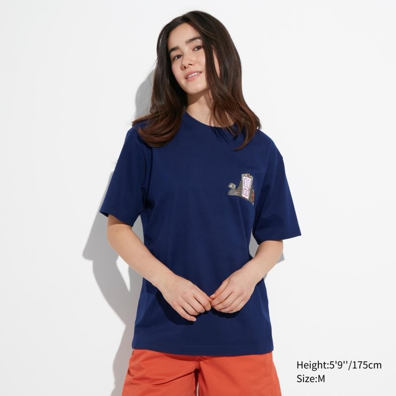 Navy Women Uniqlo Pixar Art Ut (Short-sleeve Graphic) (Kazuma Mikami) T Shirts | USA FKLOS-2435