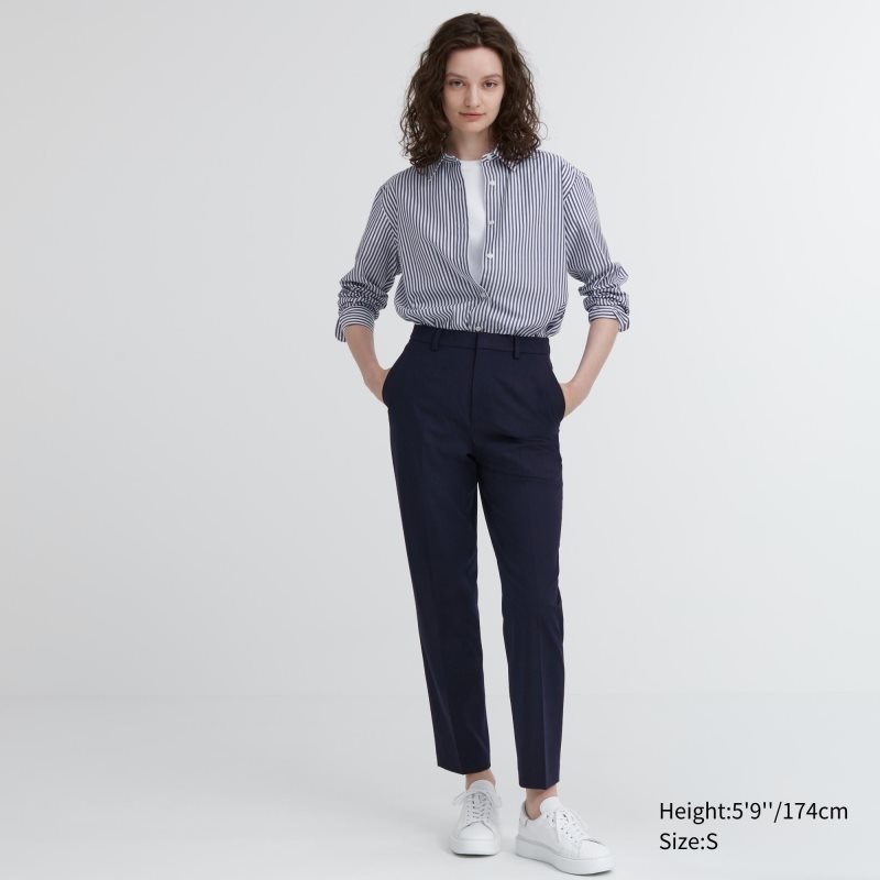 Navy Women Uniqlo Smart Ankle (2-way Stretch, Tall) Pants | USA BKTPL-3869