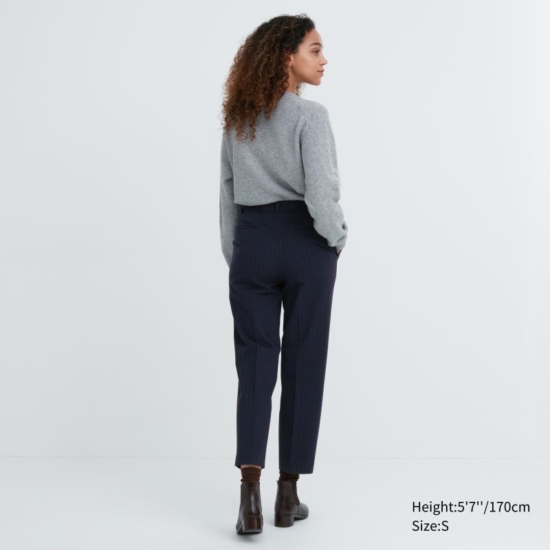 Navy Women Uniqlo Smart Brushed Ankle Pants | USA PSHGB-1802