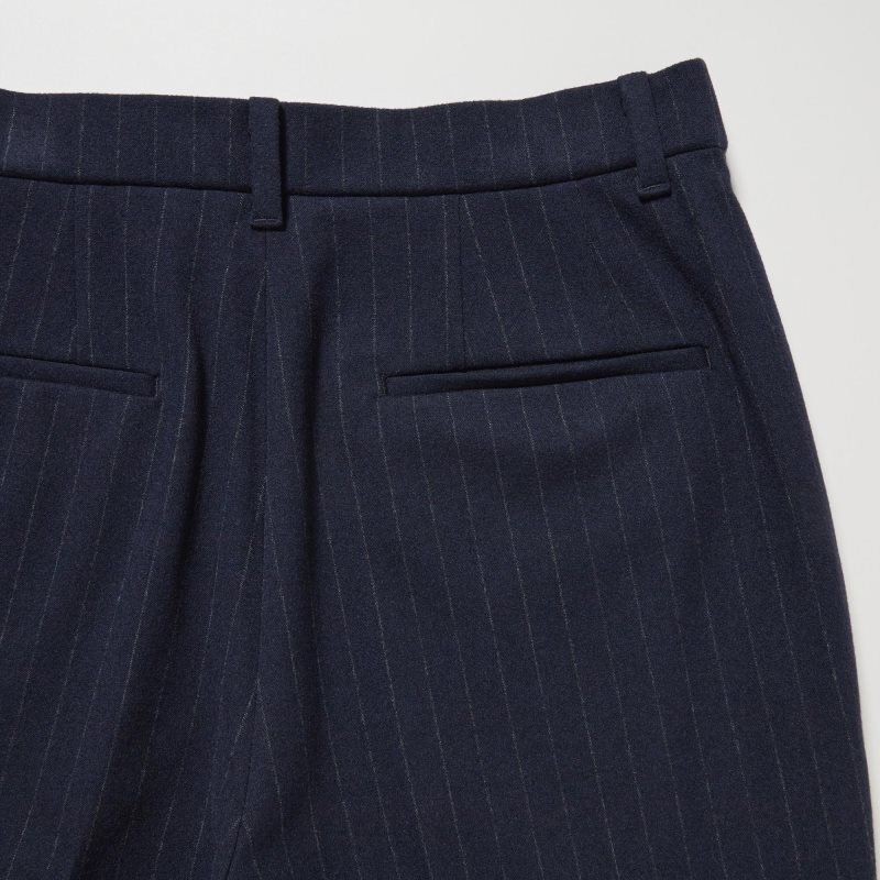 Navy Women Uniqlo Smart Brushed Ankle Pants | USA PSHGB-1802