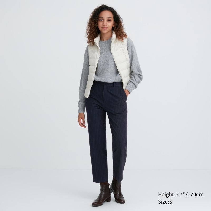 Navy Women Uniqlo Smart Brushed Ankle Pants | USA PSHGB-1802