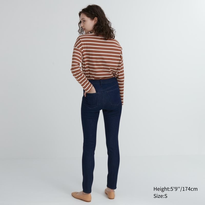 Navy Women Uniqlo Ultra Stretch Denim Leggings Pants | USA NUMPV-5431