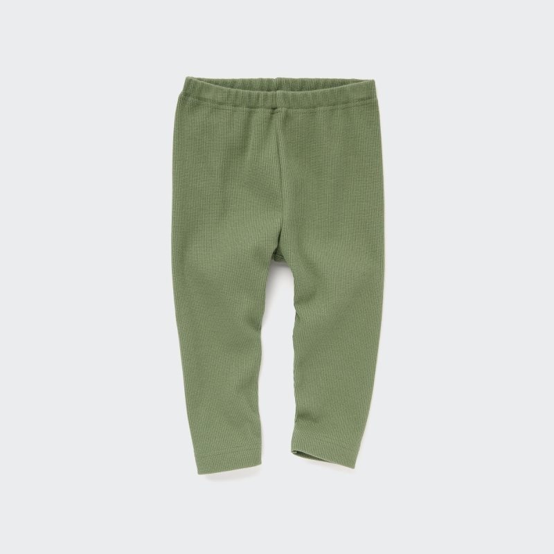 Olive Baby Uniqlo Ribbed Leggings | USA EFPLO-7125