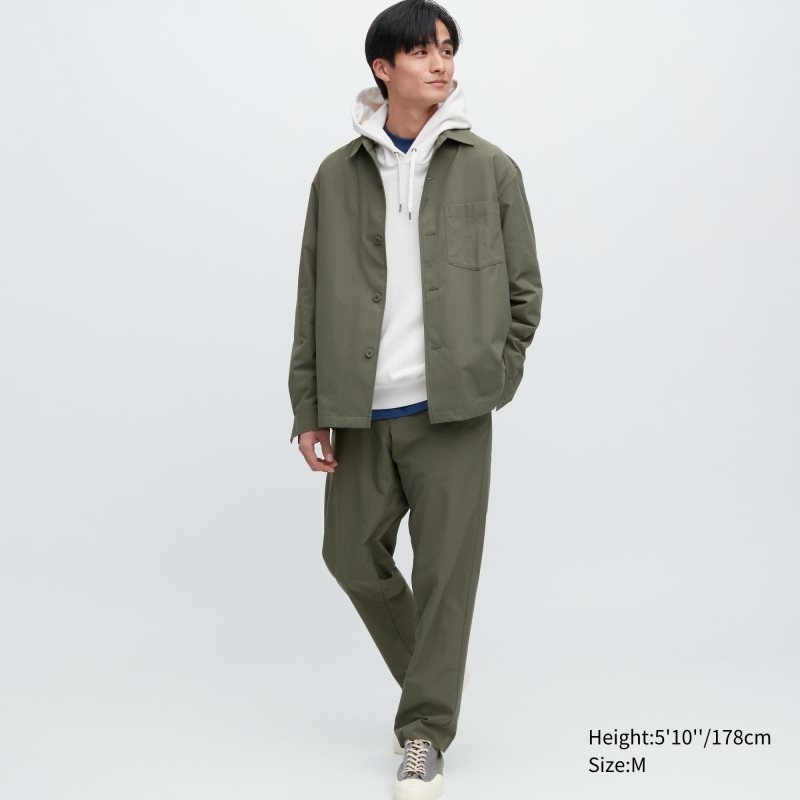 Olive Men Uniqlo Airsense Shirt (Ultra Light Shirt) Jackets | USA EGZHQ-5617