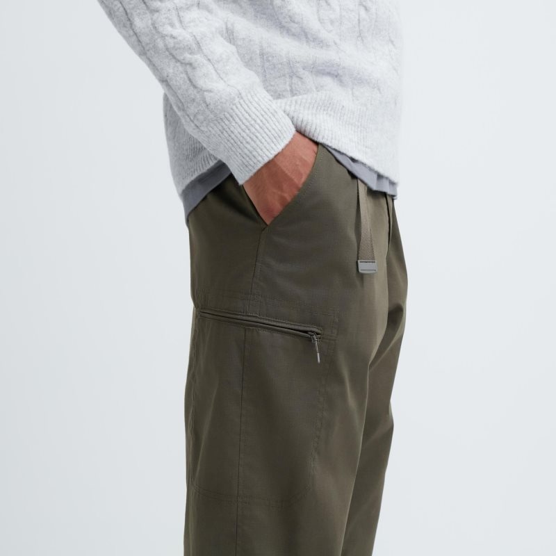 Olive Men Uniqlo Heattech Warm Lined Pants | USA KOIDV-4956