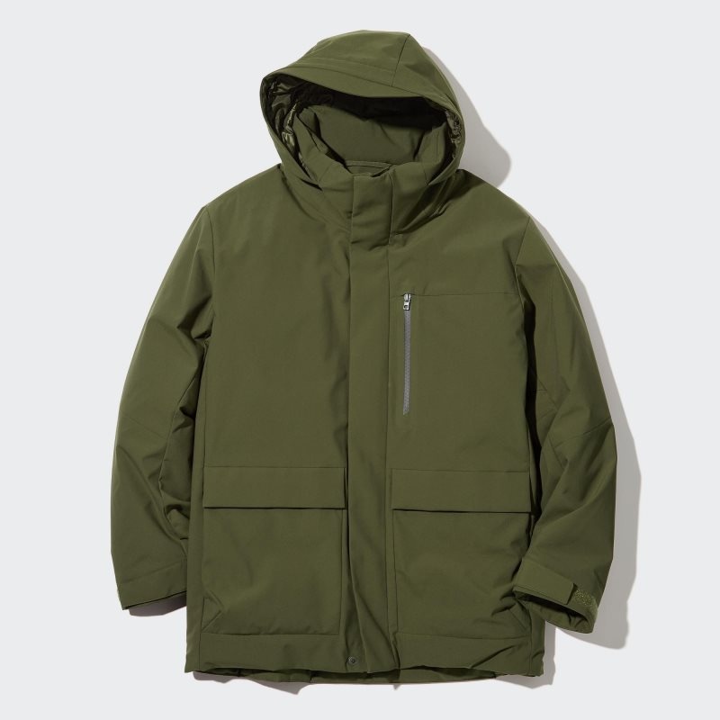 Olive Men Uniqlo Hybrid Down Parka | USA PXGDT-0186