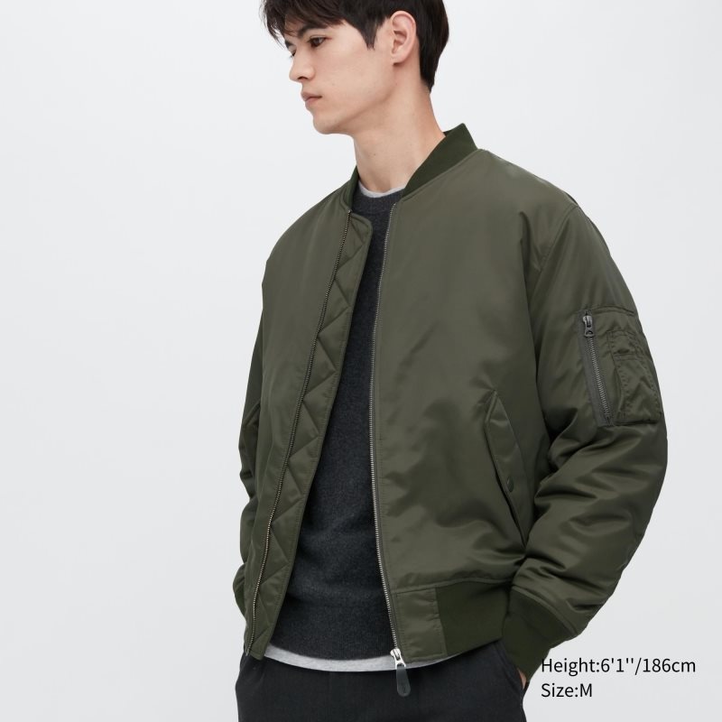 Olive Men Uniqlo Ma-1 Jackets | USA DVRWF-0968