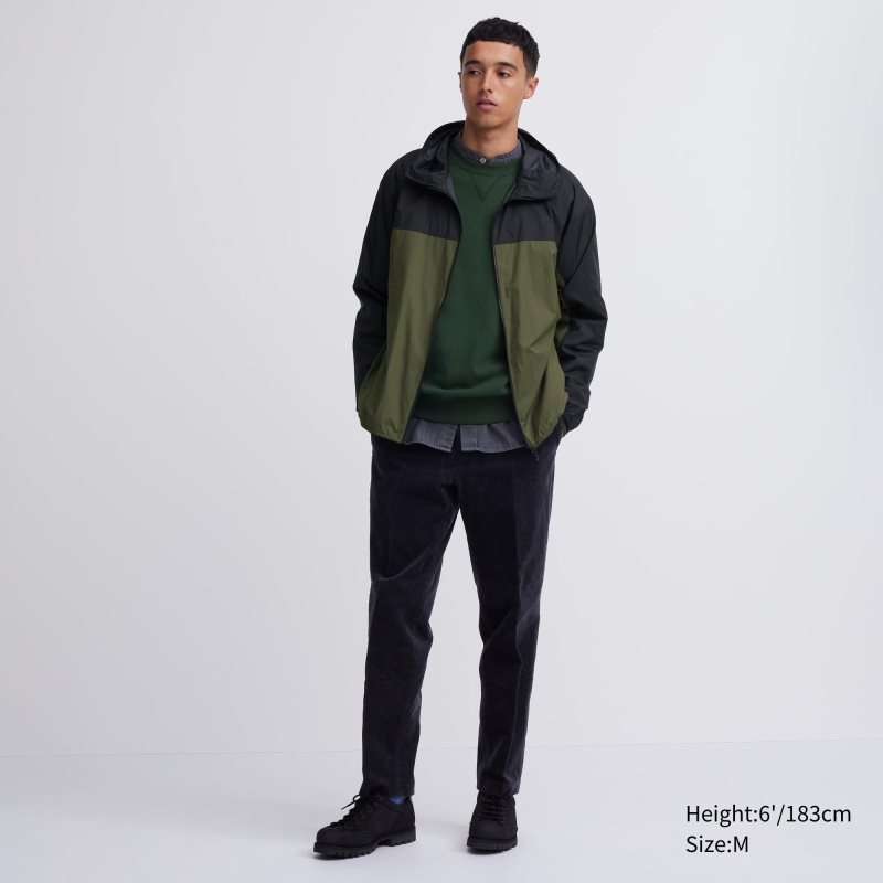 Olive Men Uniqlo Pocketable Uv Protection 3d Cut (Color Block) Parka | USA FJNGO-0963