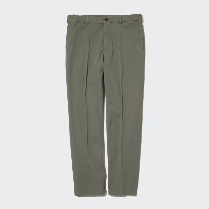 Olive Men Uniqlo Smart Ankle (2-way Stretch, Cotton,Tall) Pants | USA ATFBL-5984