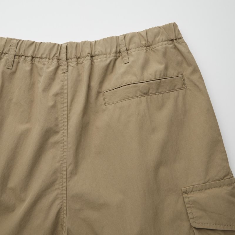 Olive Men Uniqlo U Wide-fit Parachute Cargo Pants | USA VQGLC-0794