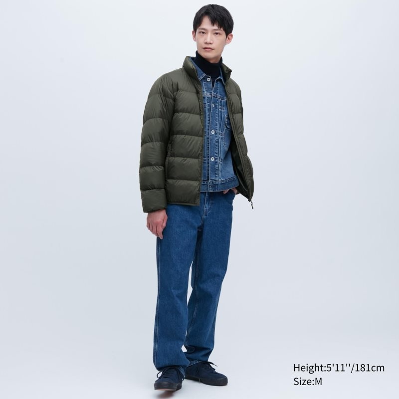 Olive Men Uniqlo Ultra Light Down (3d Cut Wide Quilt) Jackets | USA FIDOU-8059