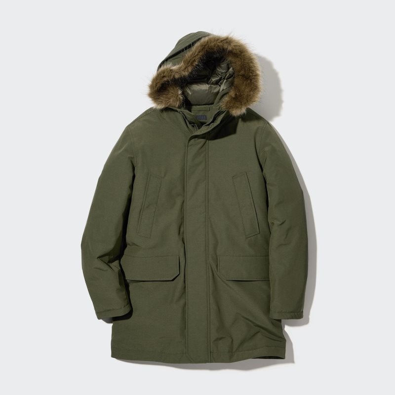 Olive Men Uniqlo Ultra Warm Hybrid Down Coats | USA SCZTL-2648