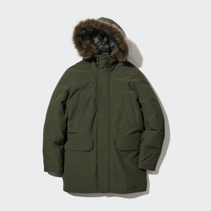 Olive Men Uniqlo Ultra Warm Hybrid Down Coats | USA WYMUP-6502