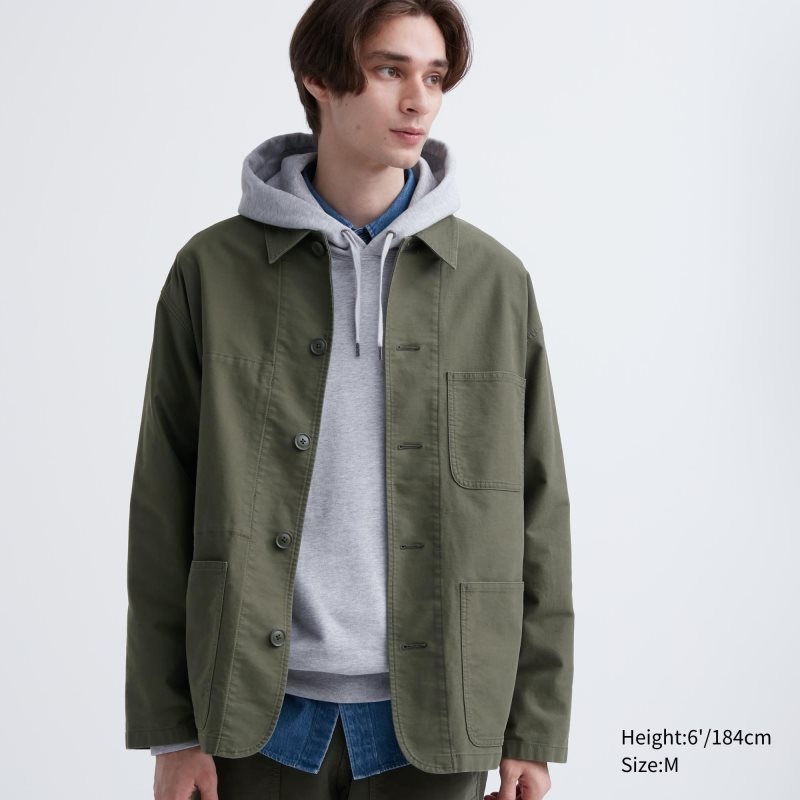 Olive Men Uniqlo Utility Jackets | USA BHDIN-2394