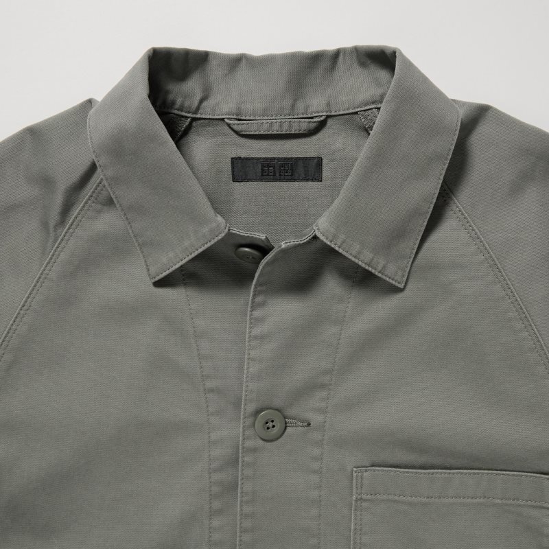 Olive Men Uniqlo Utility Jackets | USA YNVBD-2561