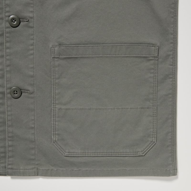 Olive Men Uniqlo Utility Jackets | USA YNVBD-2561