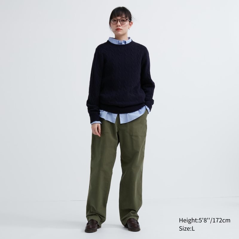 Olive Men Uniqlo Utility Work Pants | USA UTJYV-9820