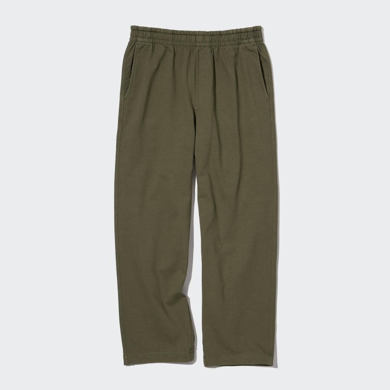 Olive Men Uniqlo Washed Jersey Ankle Pants | USA KXRON-5460