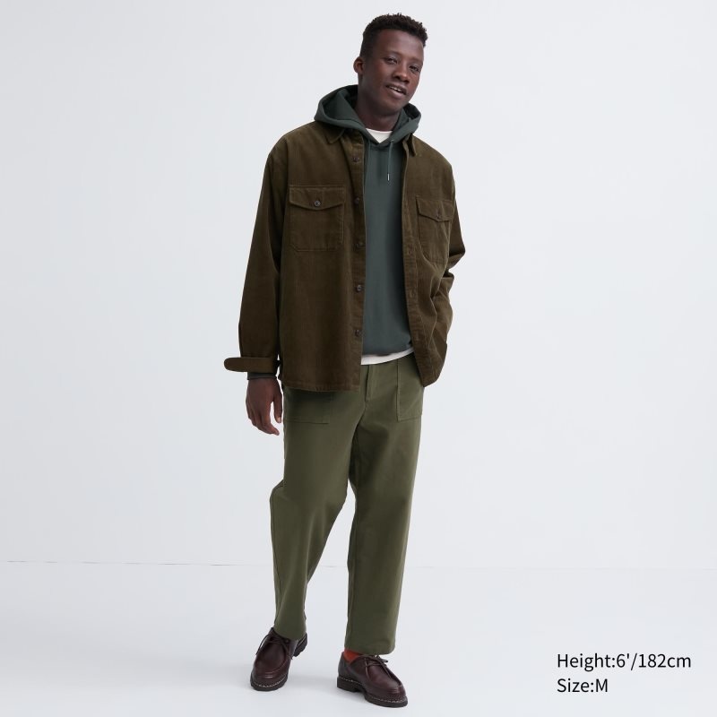 Olive Men Uniqlo Washed Jersey Ankle Pants | USA EYMVW-0748