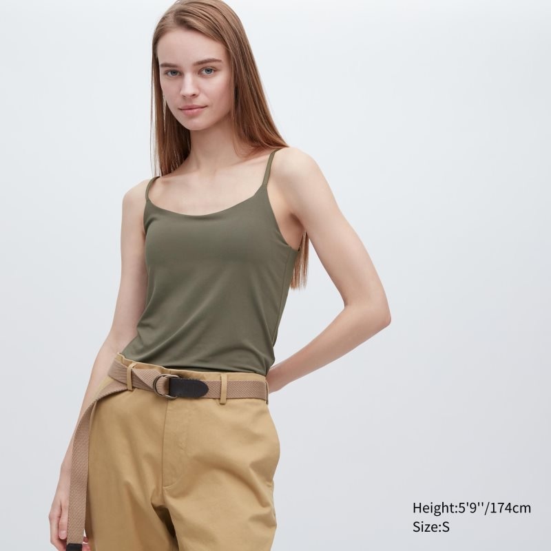 Olive Women Uniqlo Airism Camisole Bras | USA RBJEL-4920