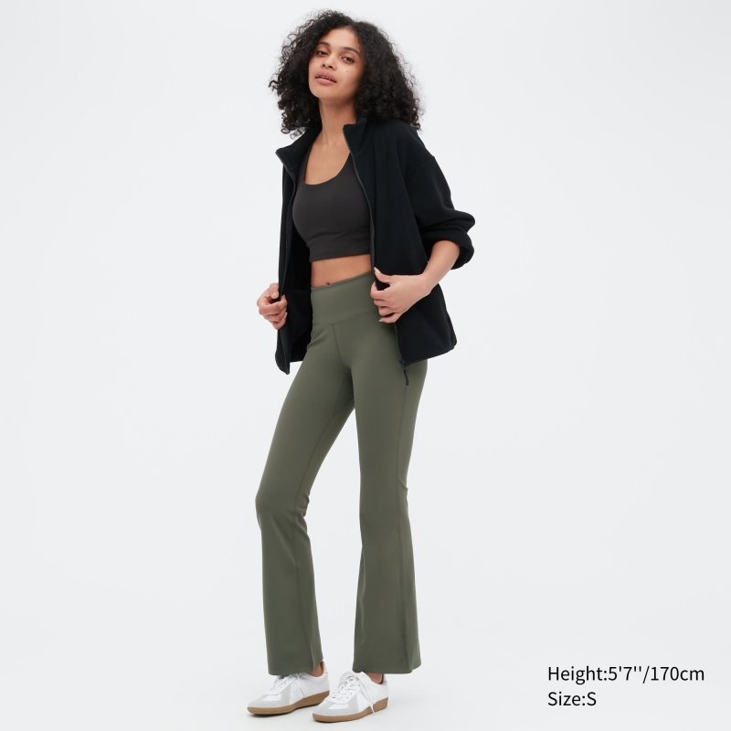 Olive Women Uniqlo Airism Soft Flare Leggings | USA DCGMV-5063