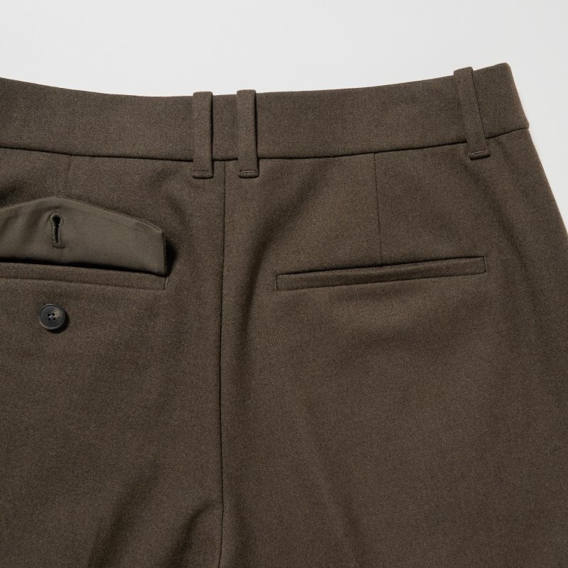 Olive Women Uniqlo Heattech Pleated Tapered Pants | USA OZXDQ-1348