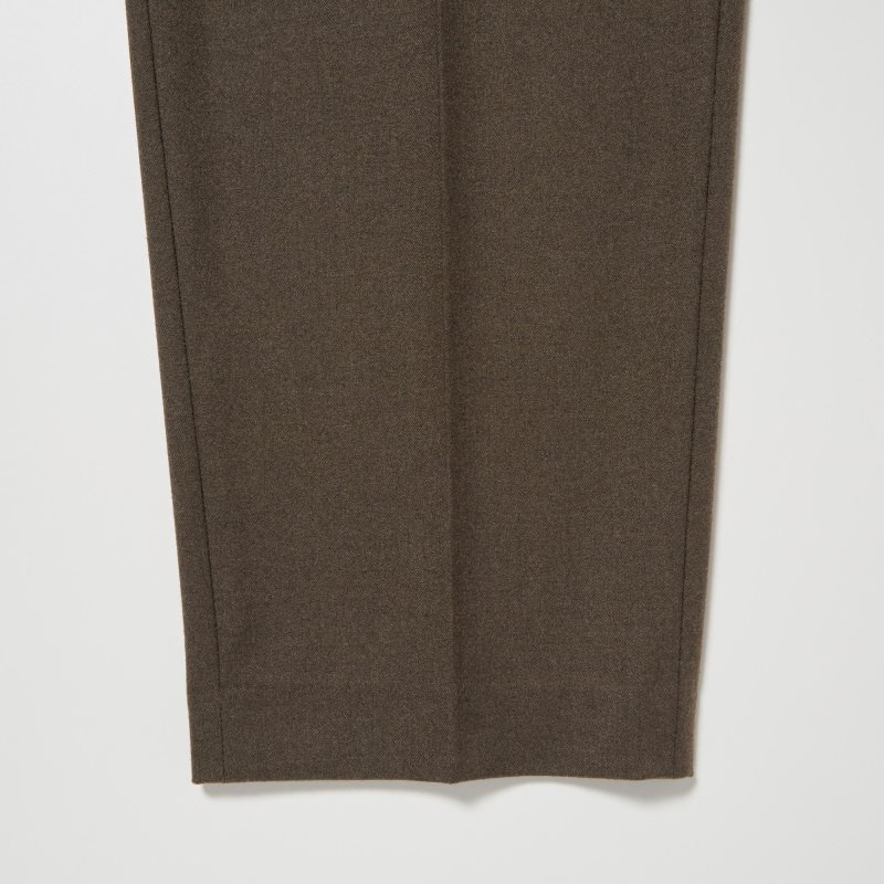 Olive Women Uniqlo Heattech Pleated Tapered Pants | USA OZXDQ-1348