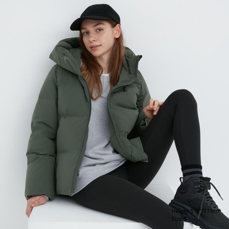 Olive Women Uniqlo Seamless Down Parka | USA IBSNH-9234