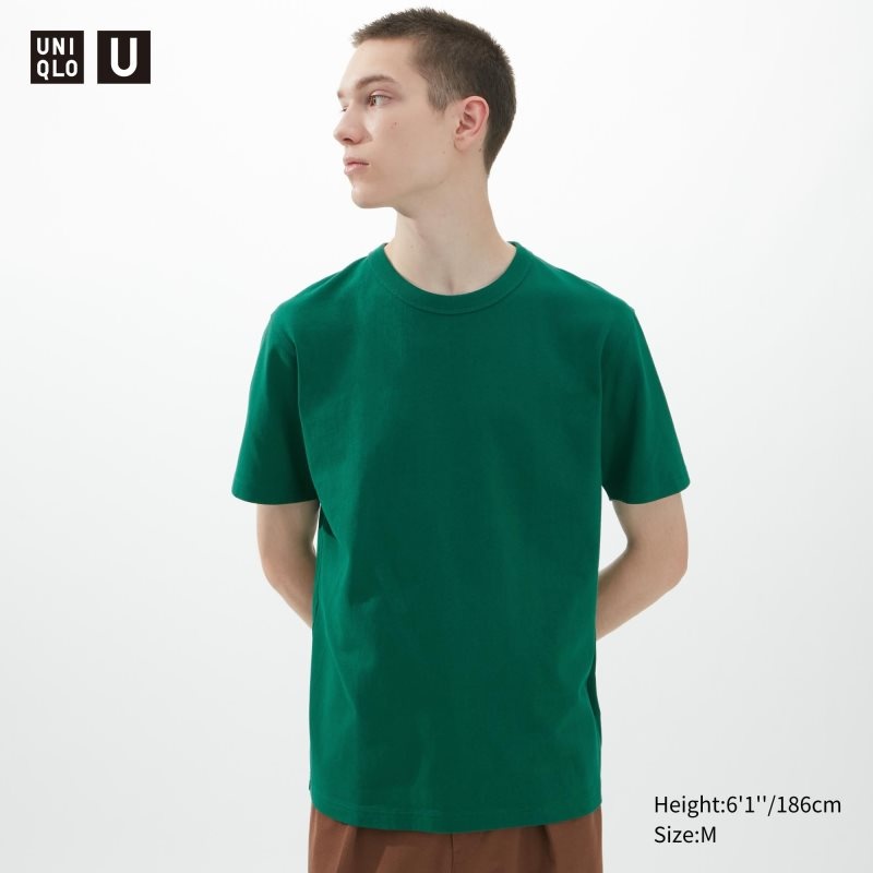 Olive Women Uniqlo U Crew Neck Short-sleeve T Shirts | USA DTOBG-0975