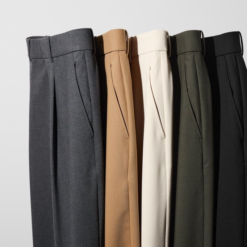 Olive Women Uniqlo Wide-fit Pleated Pants | USA FPNBE-9527