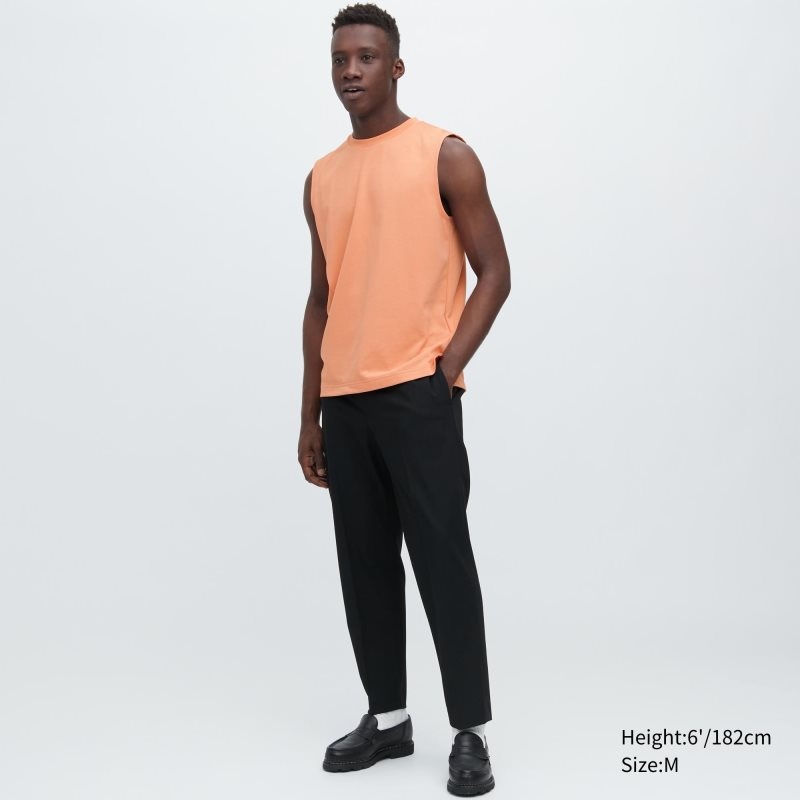 Orange Men Uniqlo Airism Cotton Sleeveless T Shirts | USA OSLWQ-8415