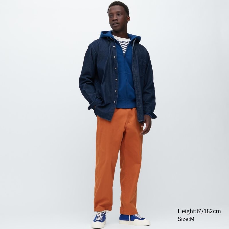 Orange Men Uniqlo Cotton Relaxed Ankle Pants | USA GSFCH-5976