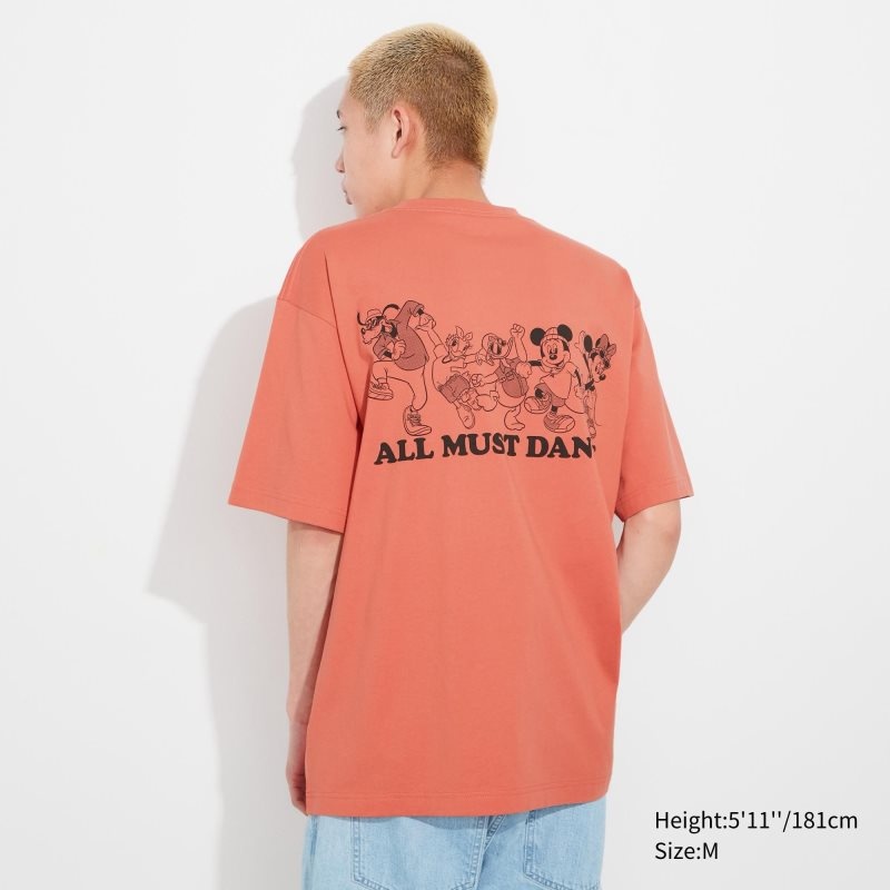 Orange Men Uniqlo Disney Good Vibes Ut (Oversized Short-sleeve Graphic) T Shirts | USA VFWSA-3614