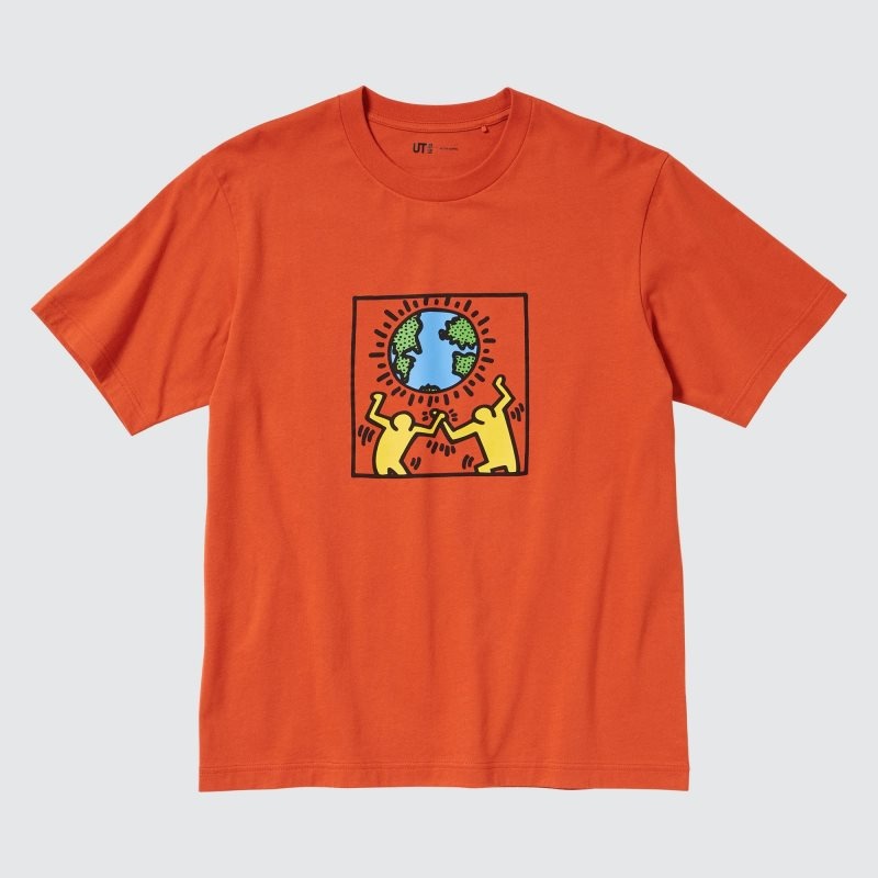 Orange Men Uniqlo Peace For All (Keith Haring) (Short-sleeve Graphic) T Shirts | USA KDJHZ-1527