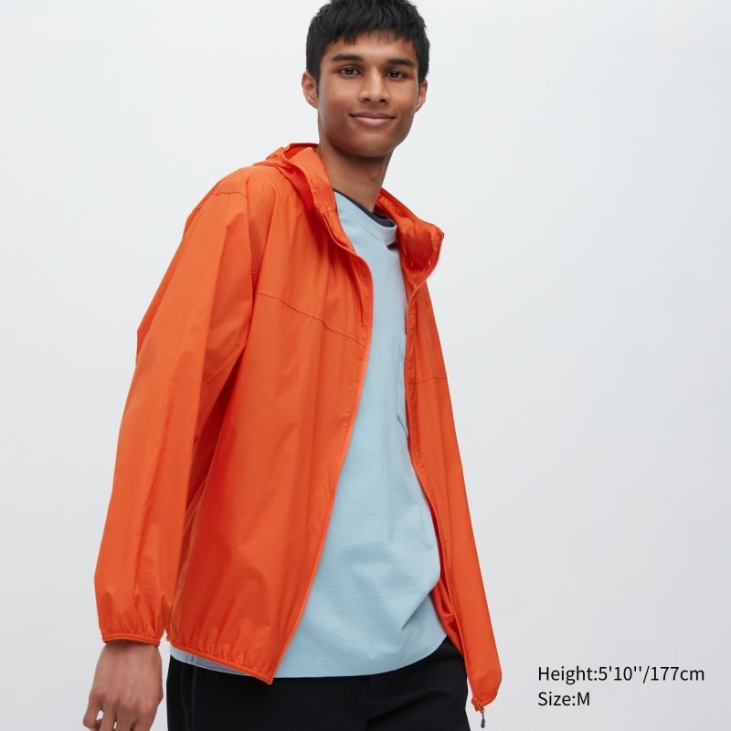 Orange Men Uniqlo Pocketable Uv Protection 3d Cut Parka | USA AIUTG-5624