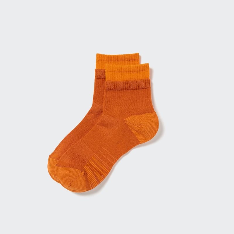 Orange Men Uniqlo Sports Layered Half Socks | USA CPQXF-1942