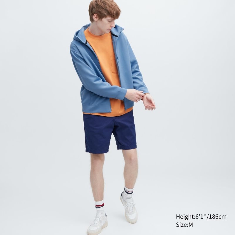 Orange Men Uniqlo Stretch Dry Sweat Long-sleeve Full-zip Hoodie | USA VSUNF-4960