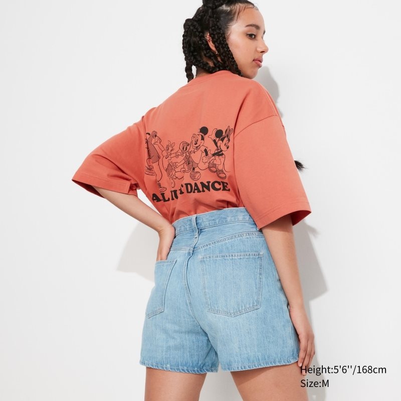 Orange Women Uniqlo Disney Good Vibes Ut (Oversized Short-sleeve Graphic) T Shirts | USA KRNDI-6983