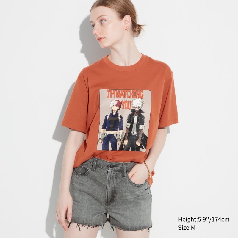 Orange Women Uniqlo My Hero Academia Ut (Short-sleeve Graphic) T Shirts | USA NBXTU-5278