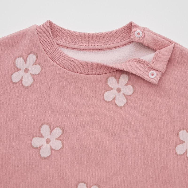 Pink Baby Uniqlo Fleece Pullover (Flower) Sweatshirt | USA XSJUO-4095