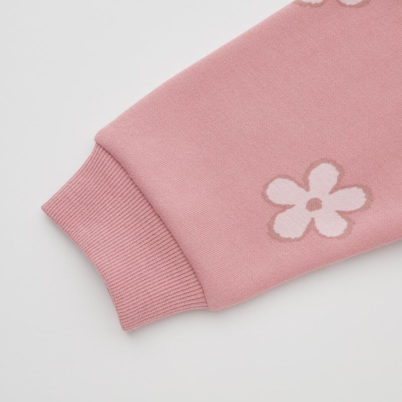 Pink Baby Uniqlo Fleece Pullover (Flower) Sweatshirt | USA XSJUO-4095