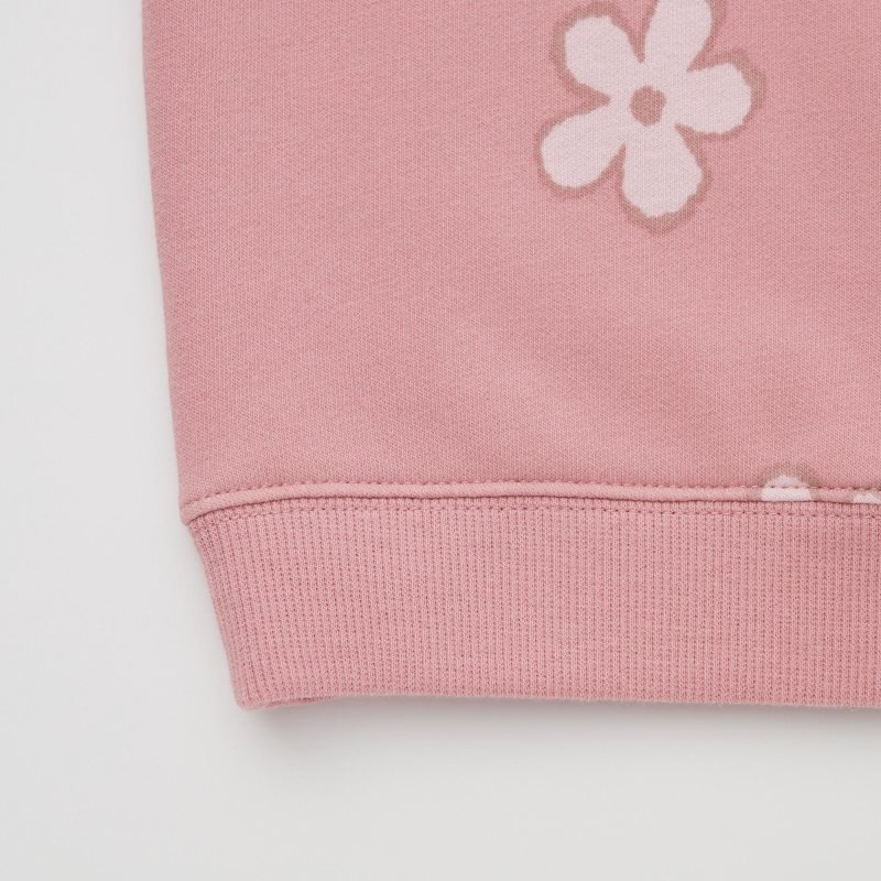 Pink Baby Uniqlo Fleece Pullover (Flower) Sweatshirt | USA XSJUO-4095