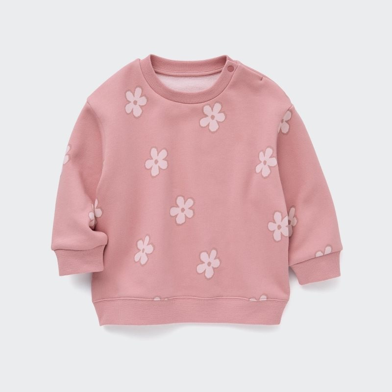 Pink Baby Uniqlo Fleece Pullover (Flower) Sweatshirt | USA XSJUO-4095