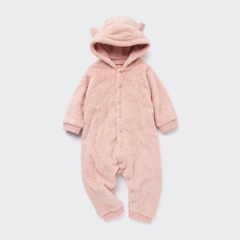 Pink Baby Uniqlo Fluffy Yarn Fleece One-Pieces | USA SCQMA-4350