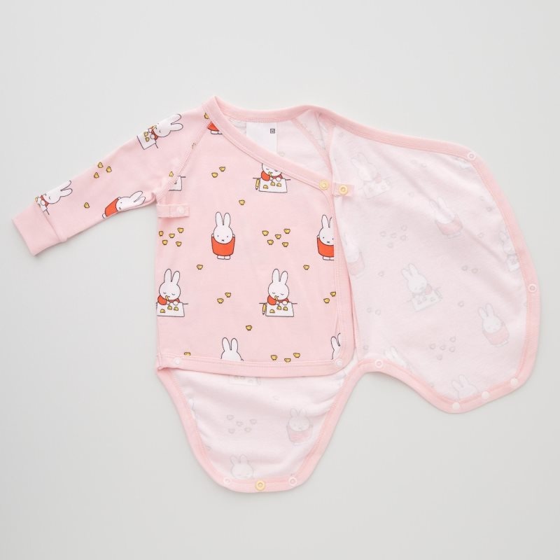 Pink Baby Uniqlo The Picture Book Long-sleeve (Open Front) (Miffy And The New Baby) Bodysuit | USA DJNTQ-5380