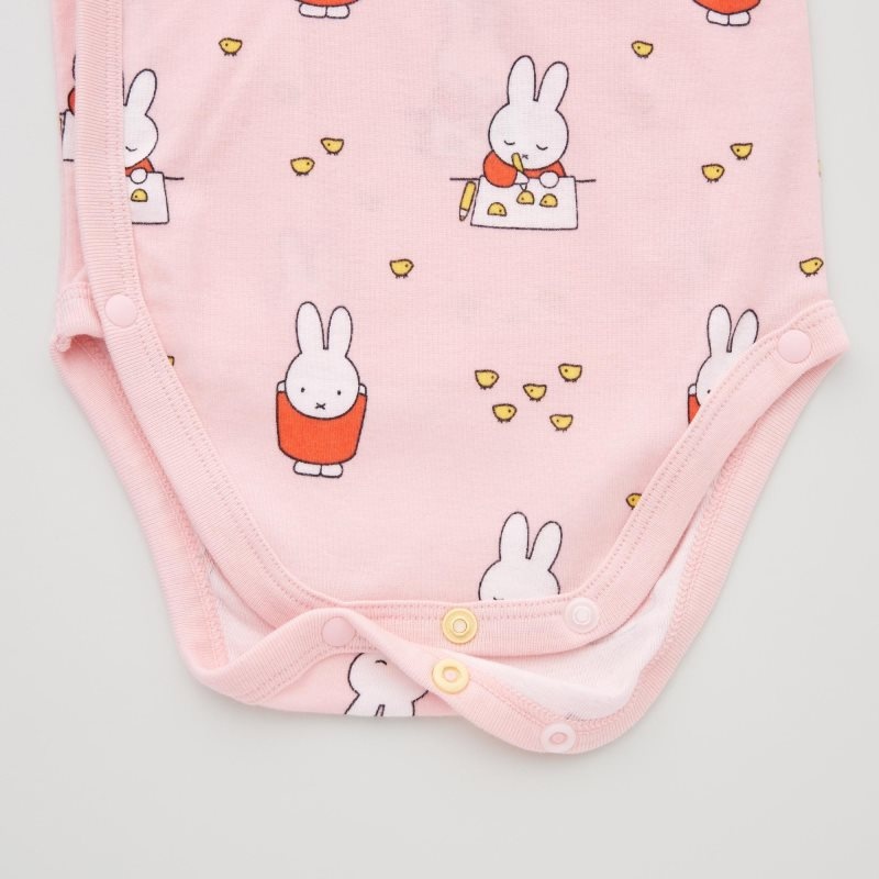 Pink Baby Uniqlo The Picture Book Long-sleeve (Open Front) (Miffy And The New Baby) Bodysuit | USA DJNTQ-5380