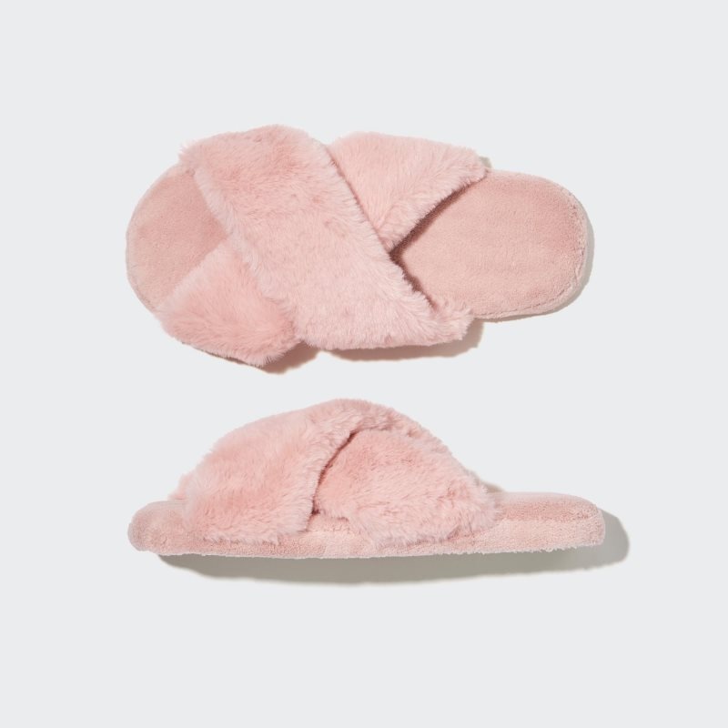 Pink Men Uniqlo Fleece Room (Furry Fleece) Slippers | USA NOFLY-8173