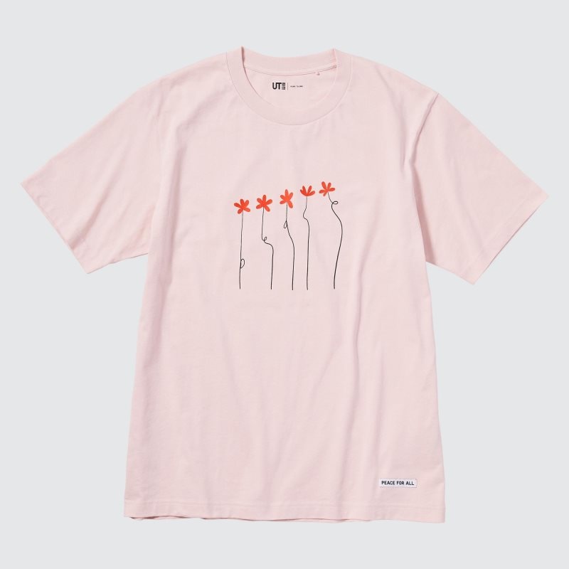 Pink Men Uniqlo Peace For All (Short-sleeve Graphic) (Hana Tajima) T Shirts | USA RBNZT-3670