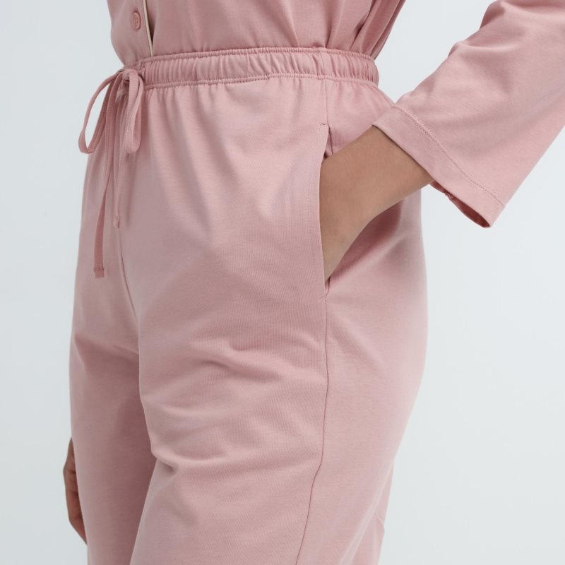 Pink Women Uniqlo Airism Cotton Long-sleeve Pajamas | USA DGRKU-5873